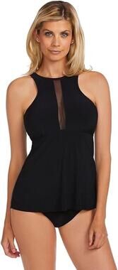 MagicSuit Don't Mesh with Me Colleen Mesh Wire-Free Tankini Top Black Solid 12